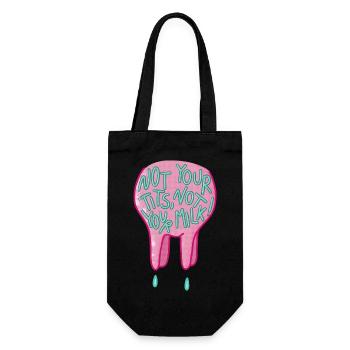 Not your tits, not your milk lustiger Spruch vegan - Geschenkbeutel für Flaschen - Schwarz - Vorne