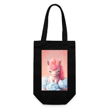 adorable sleeping baby unicorn on a cloud - Geschenkbeutel für Flaschen - Schwarz - Vorne