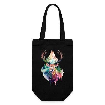Deer Deer Antler Animal Nature Forest Wilderness Mountains - Gift Bag for Bottles - black - Front