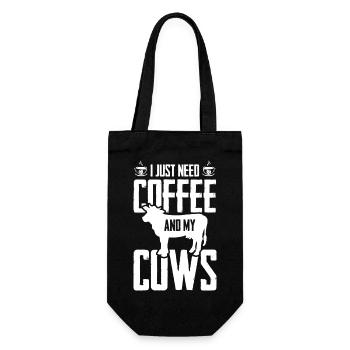 Ich brauche nur Kaffee und meine Kühe - - Geschenkbeutel für Flaschen - Schwarz - Vorne
