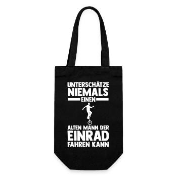 Kunstrad Fahrrad Einrad - Geschenkbeutel für Flaschen - Schwarz - Vorne