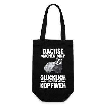 Tiermotiv Dachs - Geschenkbeutel für Flaschen - Schwarz - Vorne