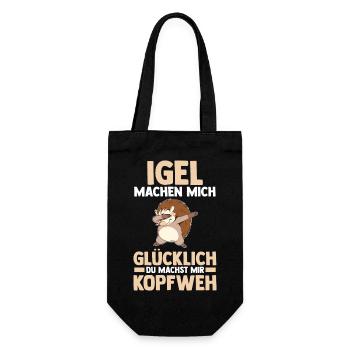 Tiermotiv Igel - Geschenkbeutel für Flaschen - Schwarz - Vorne