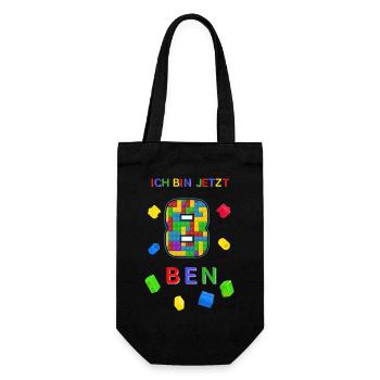 Ben ist jetzt 8 - Geschenkbeutel für Flaschen - Schwarz - Vorne