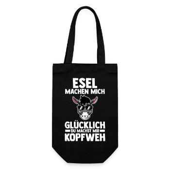 Esel - Geschenkbeutel für Flaschen - Schwarz - Vorne