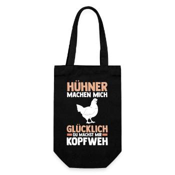 Huhn Landwirt Bauernhof Hühner - Geschenkbeutel für Flaschen - Schwarz - Vorne