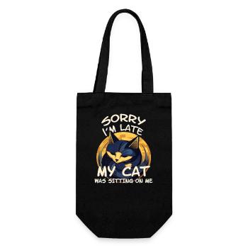 Sorry I'm Late My Cat Was Sitting On Me - Katze - Gift Bag for Bottles - black - Front