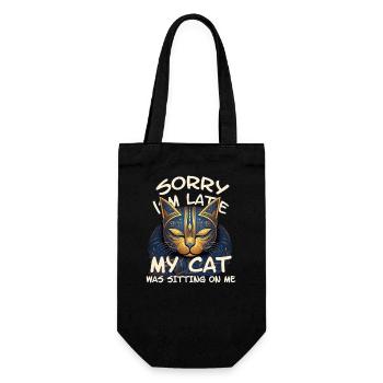 Sorry I'm Late My Cat Was Sitting On Me - Katze - Gift Bag for Bottles - black - Front