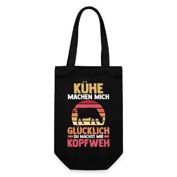Kuh Landwirt Bauernhof Kühe - Geschenkbeutel für Flaschen - Schwarz - Vorne