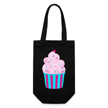 Icecream Cup Deko Eis Streifen Sommer Fun Fan - Geschenkbeutel für Flaschen - Schwarz - Vorne