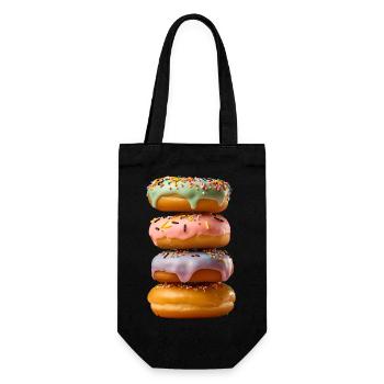 Saftige Donuts - Geschenkbeutel für Flaschen - Schwarz - Vorne