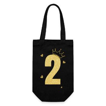 Goldene Krone zum 2. Jahrestag - Geschenkbeutel für Flaschen - Schwarz - Vorne