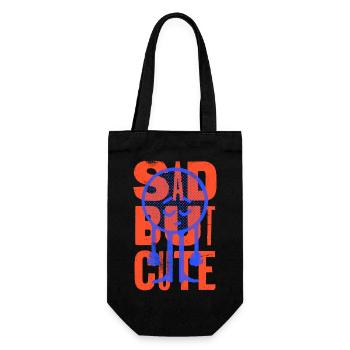 sad but cute, funny retro - Gift Bag for Bottles - black - Front