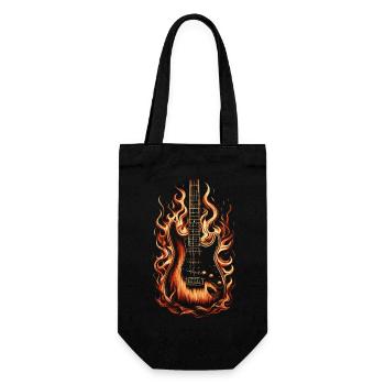 E-Gitarre mit Flammen - Geschenkbeutel für Flaschen - Schwarz - Vorne