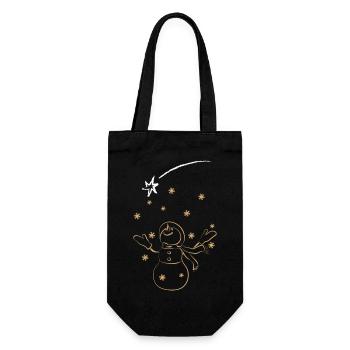 Bonhomme de neige de Noël - Sac à bouteille - noir - Devant