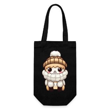 Alpaca Winter Llama Comic Cute - Gift Bag for Bottles - black - Front