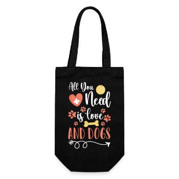 Hundebesitzer Liebe Herrchen - Geschenkbeutel für Flaschen - Schwarz - Vorne