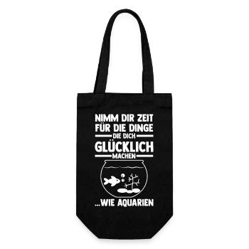 Aquarium Fische Aquaristik - Geschenkbeutel für Flaschen - Schwarz - Vorne