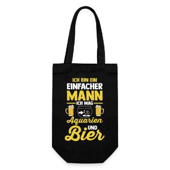 Bier Aquarium Fische Aquaristik - Geschenkbeutel für Flaschen - Schwarz - Vorne