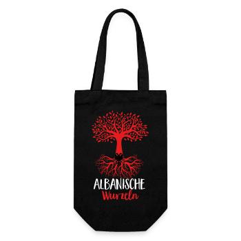 Albanische Flagge Albanischer Adler Shqiponja - Geschenkbeutel für Flaschen - Schwarz - Vorne