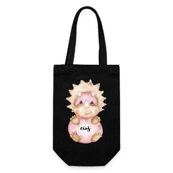 Geburtstagsaufdruck, Dino, rosa - Geschenkbeutel für Flaschen - Schwarz - Vorne