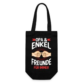 Großvater Opa und Enkel - Geschenkbeutel für Flaschen - Schwarz - Vorne