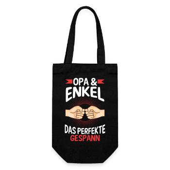 Großvater Opa und Enkel - Geschenkbeutel für Flaschen - Schwarz - Vorne