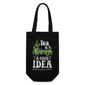 Tee Gemütlich Teetasse Teekanne - Geschenkbeutel für Flaschen - Schwarz - Vorne