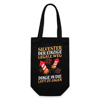 Neujahr Feuerwerk Silvester - Geschenkbeutel für Flaschen - Schwarz - Vorne