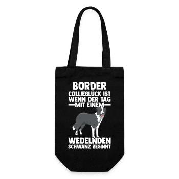 Hund Border Collie - Geschenkbeutel für Flaschen - Schwarz - Vorne
