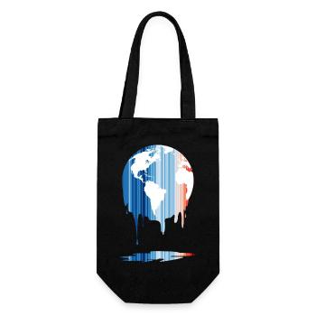 Warming Stripes World Temperaturänderung 1850-2022 - Geschenkbeutel für Flaschen - Schwarz - Vorne