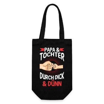 Papa Tochter Vater Familie Geschenk - Geschenkbeutel für Flaschen - Schwarz - Vorne