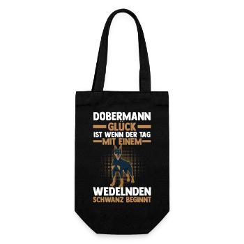 Hund Dobermann - Geschenkbeutel für Flaschen - Schwarz - Vorne