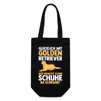 Hund Golden Retriever - Geschenkbeutel für Flaschen - Schwarz - Vorne