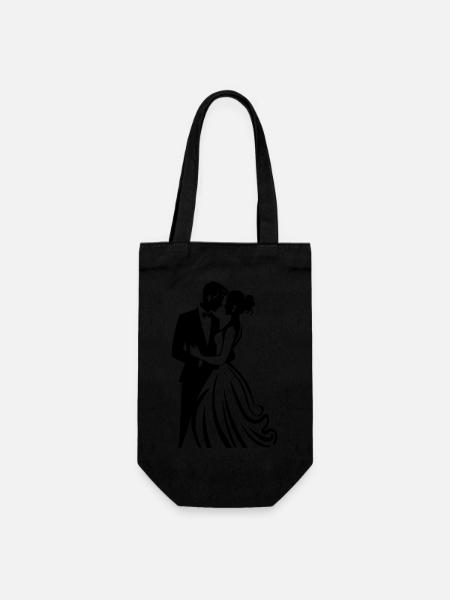 Braut Bräutigam Brautpaar Hochzeit - Geschenkbeutel für Flaschen - Schwarz