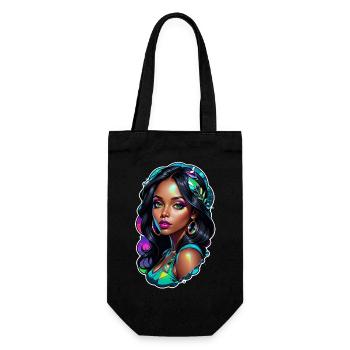Afro Frau - Schönheit - Geschenkbeutel für Flaschen - Schwarz - Vorne