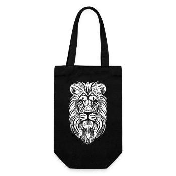 Lion - Big Lion's Head - Gift Bag for Bottles - black - Front