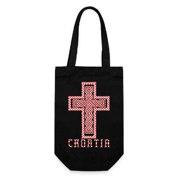 Kroatien Kreuz Flagge Patriotismus Vintage Ruhm Haar - Geschenkbeutel für Flaschen - Schwarz - Vorne