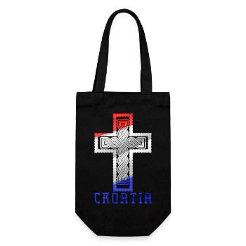 Croatie Croix drapeau patriotisme Vintage Gloire cheveux - Sac à bouteille - noir - Devant