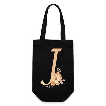 Letter J with flowers - Gift Bag for Bottles - black - Front