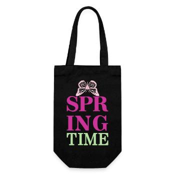 SpringTime - Der Frühling ist da! - Geschenkbeutel für Flaschen - Schwarz - Vorne