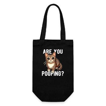 Are You Pooping? Funny Cat - Gift Bag for Bottles - black - Front