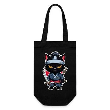 Ninja Cat - Samurai Kitten - Gift Bag for Bottles - black - Front