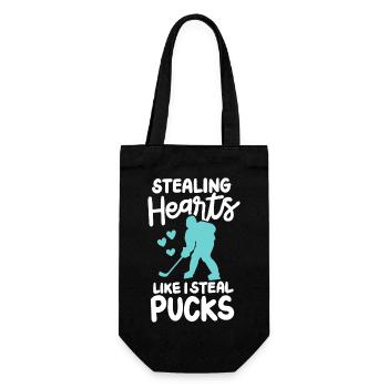 Eishockey Valentinstag - Geschenkbeutel für Flaschen - Schwarz - Vorne