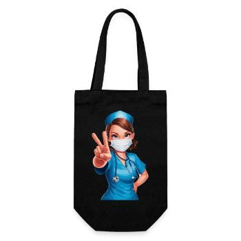 Lustige Krankenschwester mit Humor - Geschenkbeutel für Flaschen - Schwarz - Vorne