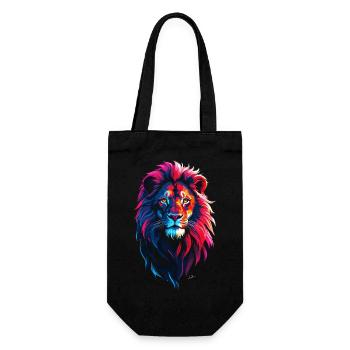 Roter und blauer Löwe - Geschenkbeutel für Flaschen - Schwarz - Vorne