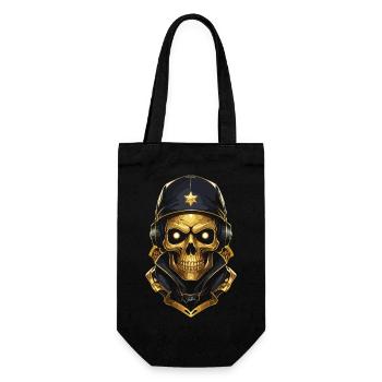 Golden skull, headphones, music audio and cap - Gift Bag for Bottles - black - Front