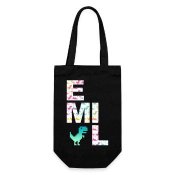 EMIL - Beautiful boy name with dinosaur - Gift Bag for Bottles - black - Front