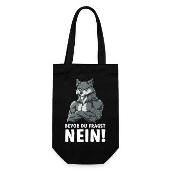 Wolf Wölfe Wildnis Natur Wald Bevor du fragst Nein - Geschenkbeutel für Flaschen - Schwarz - Vorne