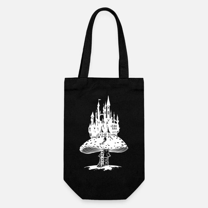 Château de conte de fées sur un champignon géant - Sac à bouteille - noir